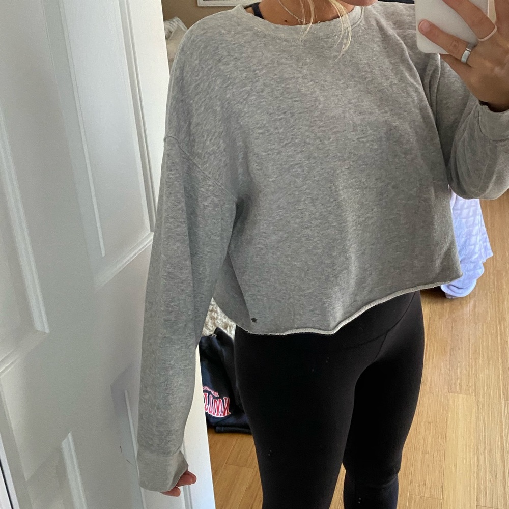 American Eagle Gray Crop Sweatshirt